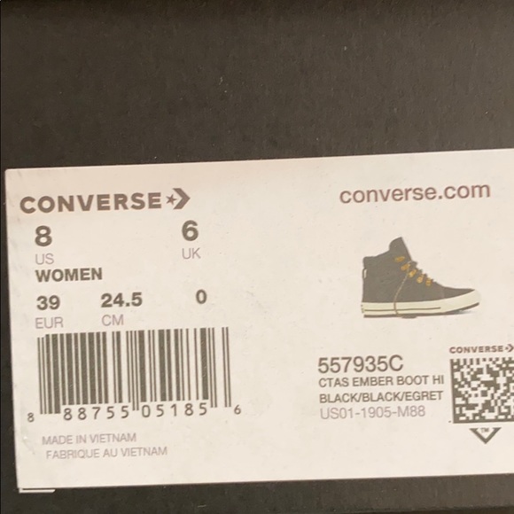 Converse Ctas Embers Boot Hi Suede Black W AUTHENT - Picture 8 of 8